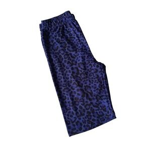 Womens Leopard Print Bike Shorts Blue Casual Athleisure‎ Activewear